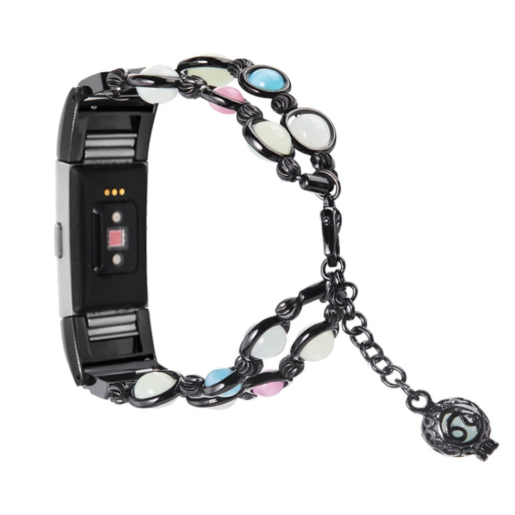 Agate Luminous Bead Steel Watchband, For Fitbit Charge 5
