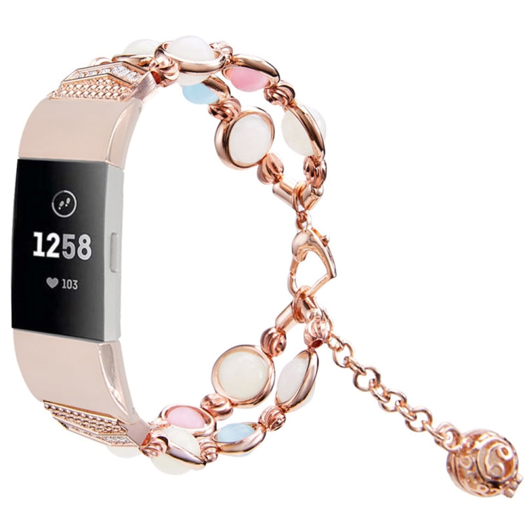 Agate Luminous Bead Steel Watchband, For Fitbit Charge 5