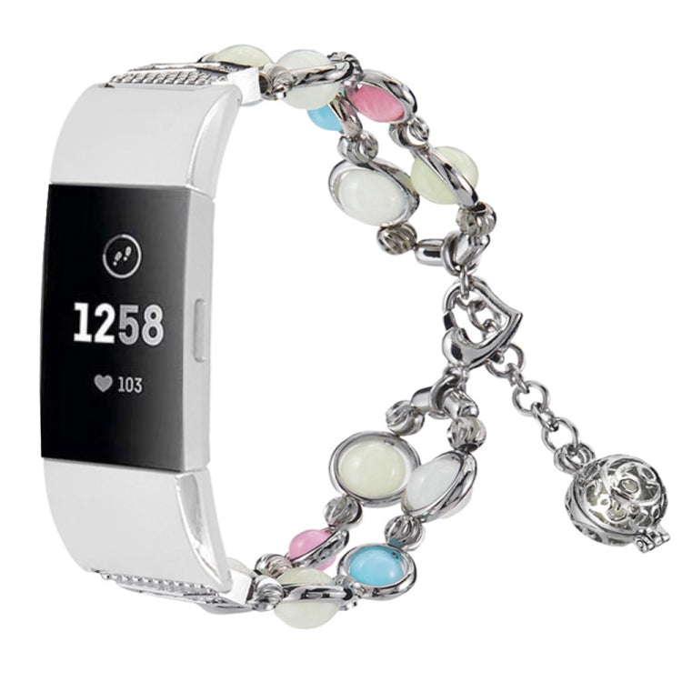Agate Luminous Bead Steel Watchband, For Fitbit Charge 5