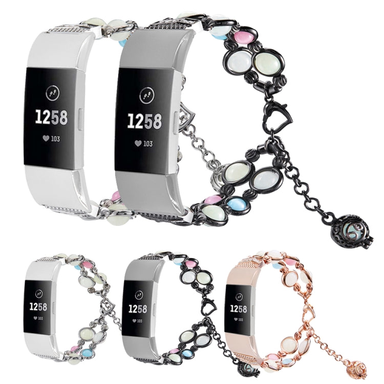 Agate Luminous Bead Steel Watchband, For Fitbit Charge 5