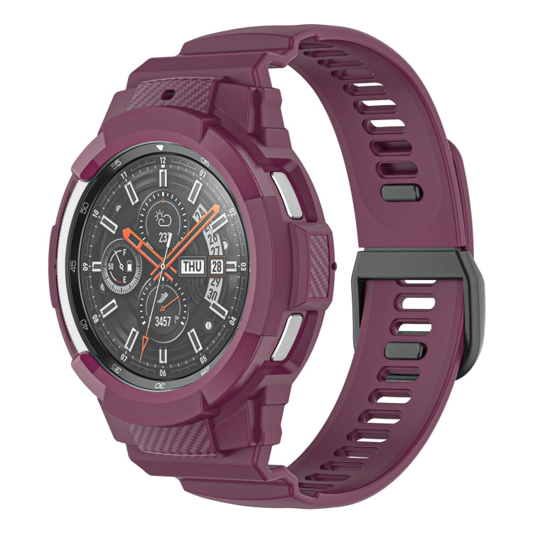 Carbon Fiber Sport Silicone Integrated Watchband, For Samsung Galaxy Watch4 Classic 42mm