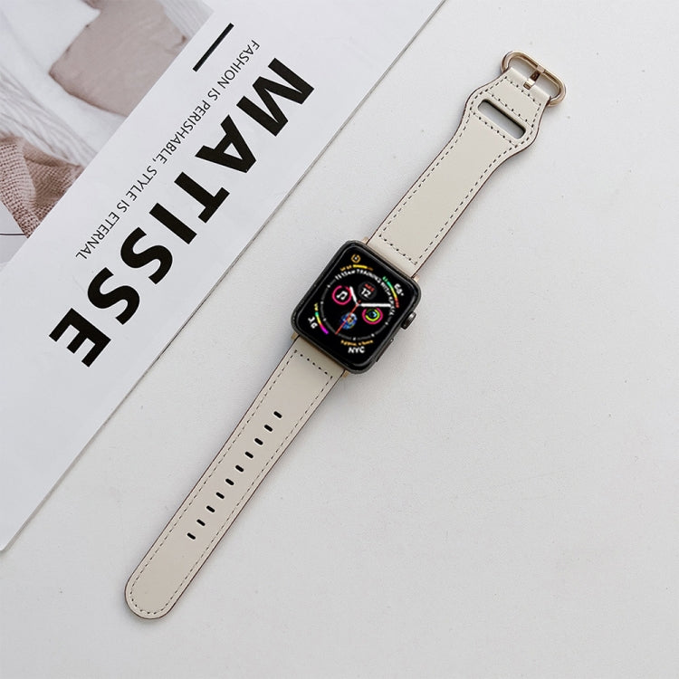 Oval Buckle Genuine Leather Strap For Apple Watch Series, 7 41mm / 6&SE&5&4 40mm / 3&2&1 38mm, 7 45mm / 6&SE&5&4 44mm / 3&2&1 42mm