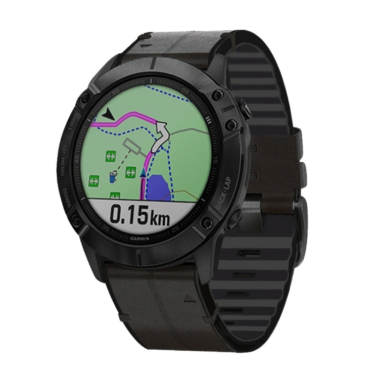 Silicone + Leather Quick Release Watchband, For Garmin Fenix 7, For Garmin Fenix 7X