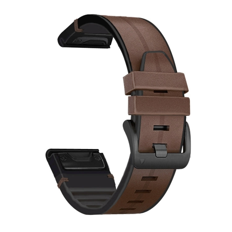 Silicone + Leather Quick Release Watchband, For Garmin Fenix 7, For Garmin Fenix 7X