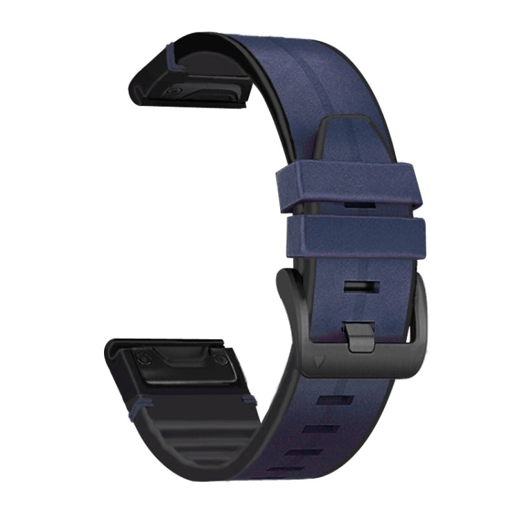 Silicone + Leather Quick Release Watchband, For Garmin Fenix 7, For Garmin Fenix 7X