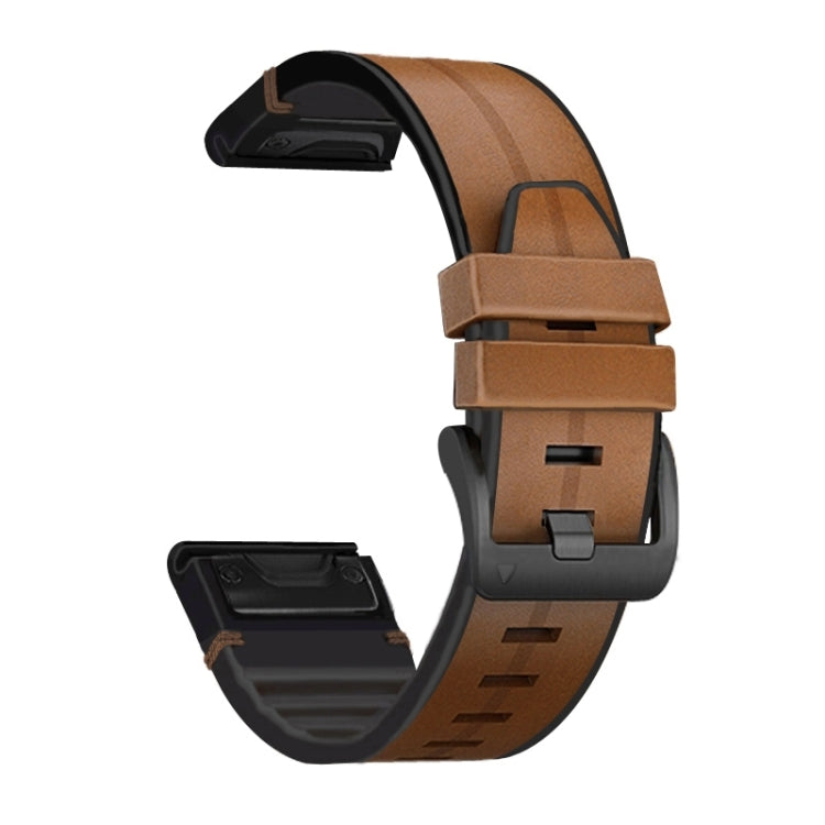 Silicone + Leather Quick Release Watchband, For Garmin Fenix 7, For Garmin Fenix 7X