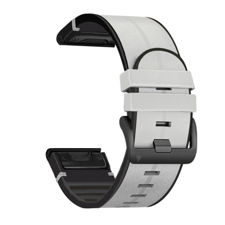 Silicone + Leather Quick Release Watchband, For Garmin Fenix 7, For Garmin Fenix 7X