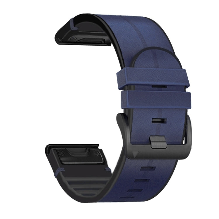 Silicone + Leather Quick Release Watchband, For Garmin Fenix 7, For Garmin Fenix 7X