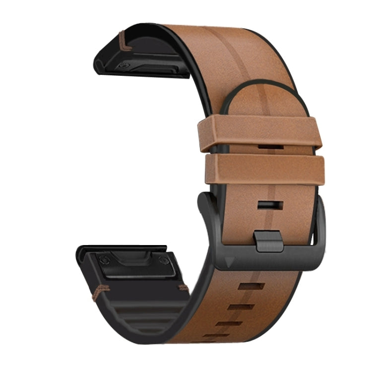 Silicone + Leather Quick Release Watchband, For Garmin Fenix 7, For Garmin Fenix 7X