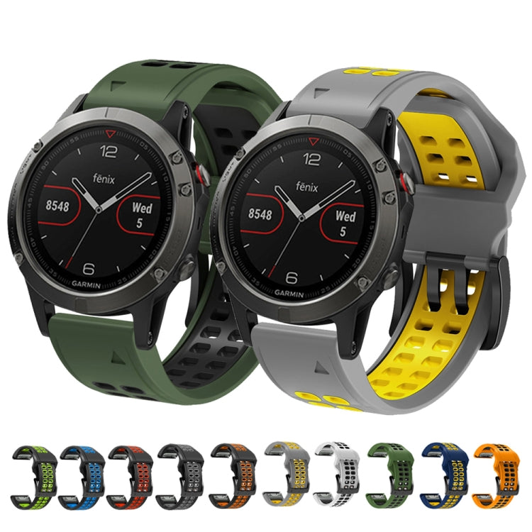 Dual Row Holes Two-color Silicone Watchband, 22mm, 26mm