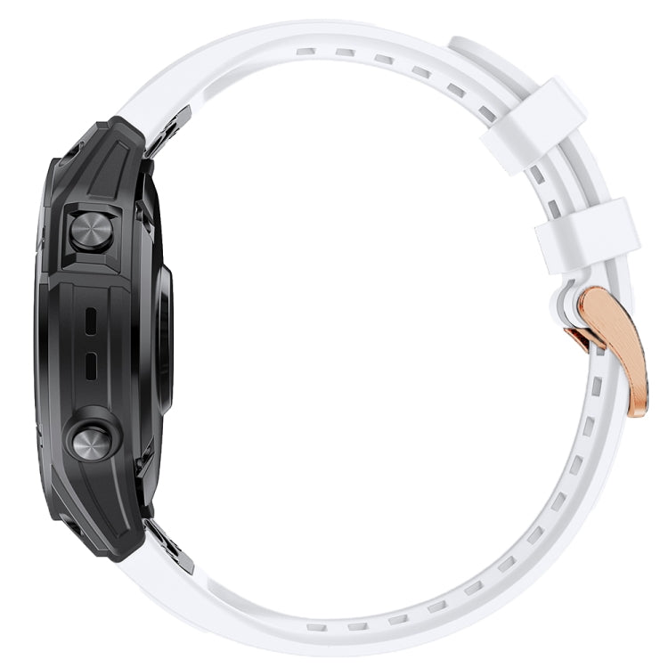Silicone Rose Gold Buckle Watchband, For Garmin Fenix 7S
