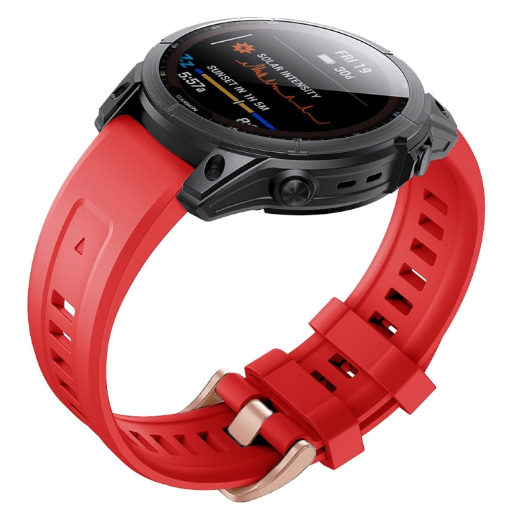 Silicone Rose Gold Buckle Watchband, For Garmin Fenix 7S
