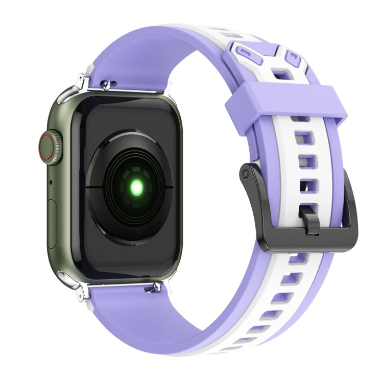 Two-Color Silicone Watchband For Apple Watch Series, 7 41mm / 6&SE&5&4 40mm / 3&2&1 38mm, 7 45mm / 6&SE&5&4 44mm / 3&2&1 42mm