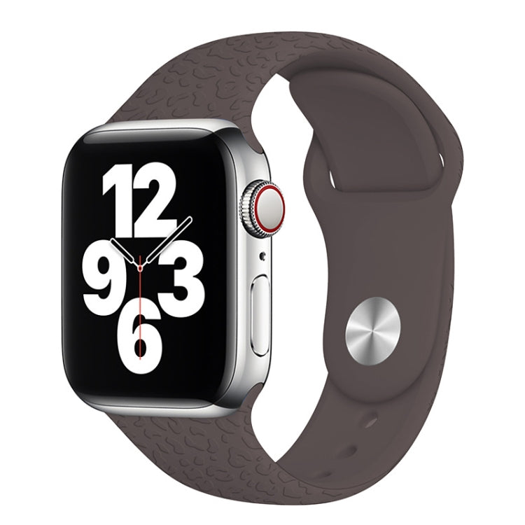 Leopard Embossing Silicone Watchband For Apple Watch Series, 7 41mm / 6&SE&5&4 40mm / 3&2&1 38mm, 7 45mm / 6&SE&5&4 44mm / 3&2&1 42mm