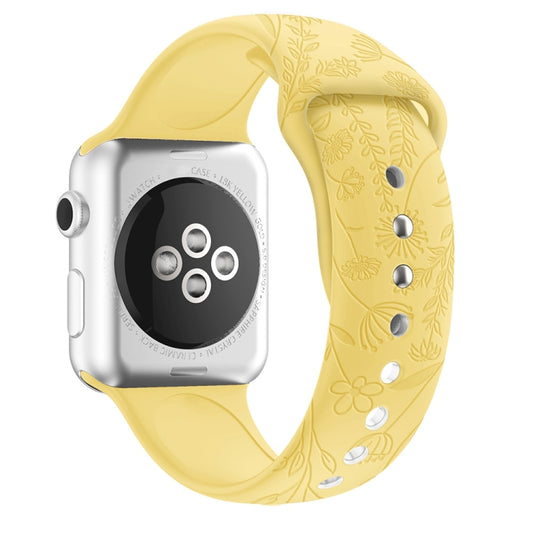 Butterflies Love Flower Embossing Silicone Watchband For Apple Watch Series, 7 41mm / 6&SE&5&4 40mm / 3&2&1 38mm