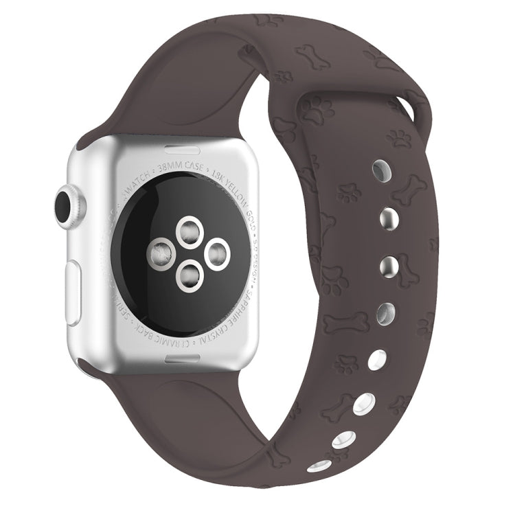 Dog Paw Embossing Silicone Watchband For Apple Watch Series, 7 41mm / 6&SE&5&4 40mm / 3&2&1 38mm, 7 45mm / 6&SE&5&4 44mm / 3&2&1 42mm