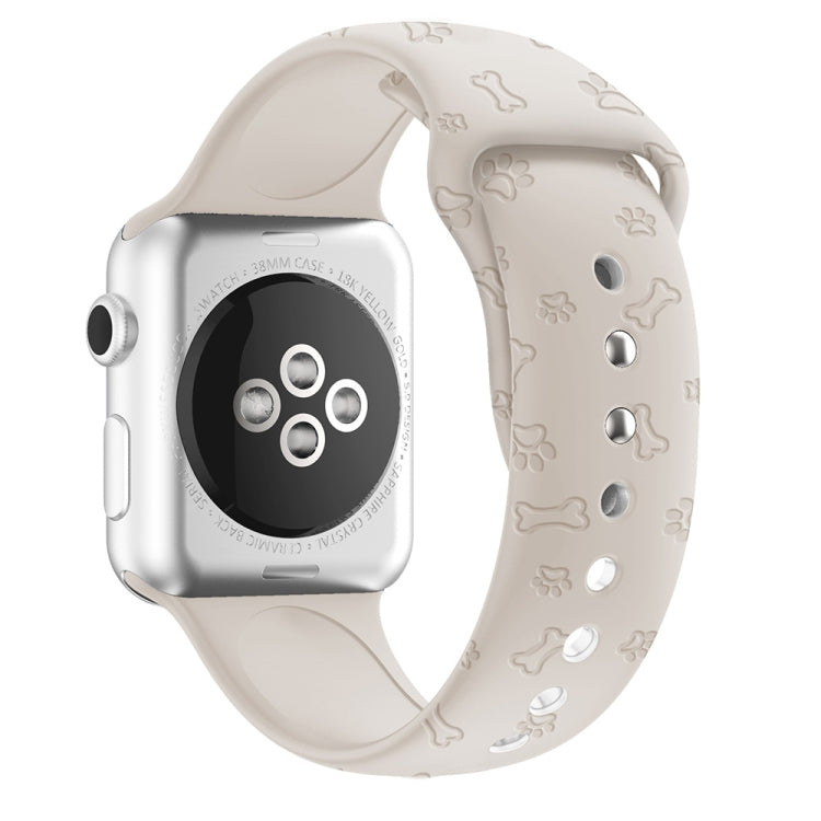 Dog Paw Embossing Silicone Watchband For Apple Watch Series, 7 41mm / 6&SE&5&4 40mm / 3&2&1 38mm, 7 45mm / 6&SE&5&4 44mm / 3&2&1 42mm