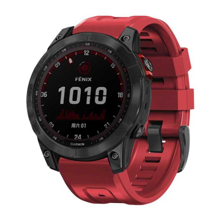 Black Buckle Silicone Watchband, For Garmin Fenix 7 / 6 Pro / 5 Plus 22mm, For Garmin Fenix 7X / 6X / 5X 26mm