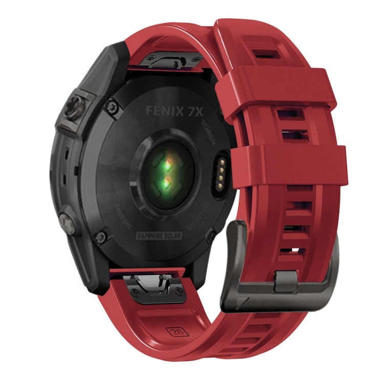Black Buckle Silicone Watchband, For Garmin Fenix 7 / 6 Pro / 5 Plus 22mm, For Garmin Fenix 7X / 6X / 5X 26mm