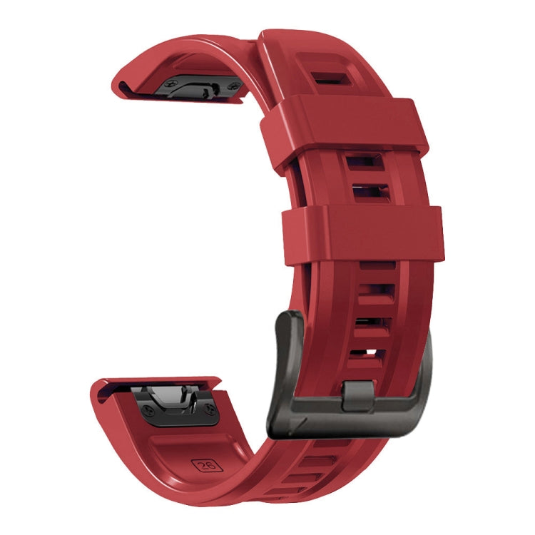 Black Buckle Silicone Watchband, For Garmin Fenix 7 / 6 Pro / 5 Plus 22mm, For Garmin Fenix 7X / 6X / 5X 26mm