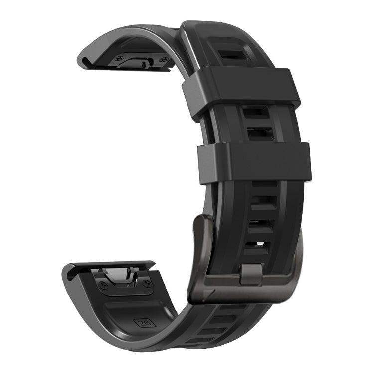 Black Buckle Silicone Watchband, For Garmin Fenix 7 / 6 Pro / 5 Plus 22mm, For Garmin Fenix 7X / 6X / 5X 26mm