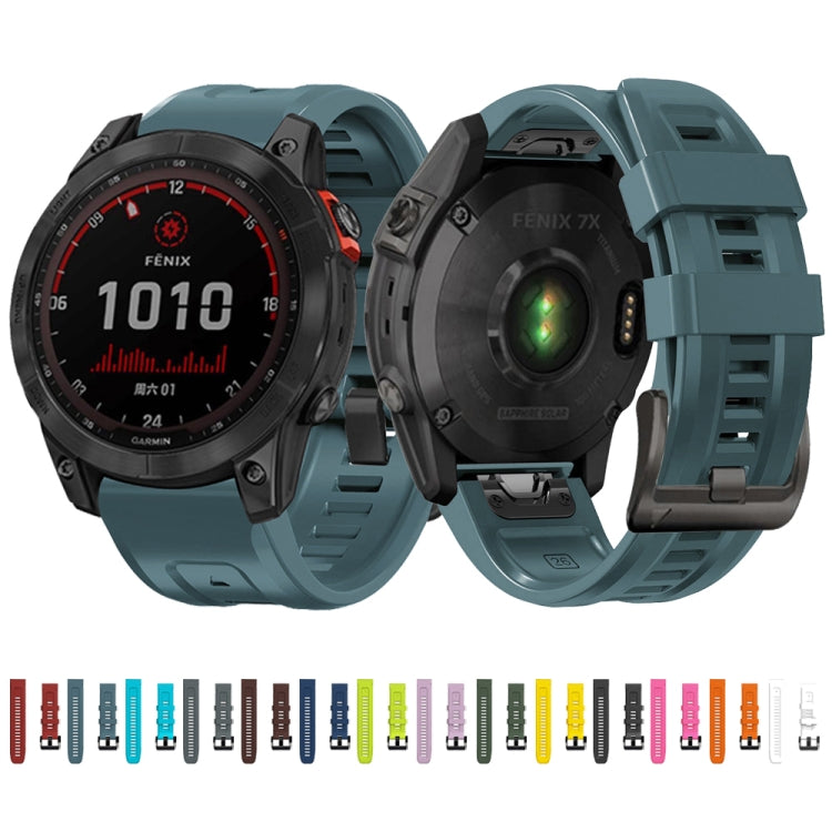 Black Buckle Silicone Watchband, For Garmin Fenix 7 / 6 Pro / 5 Plus 22mm, For Garmin Fenix 7X / 6X / 5X 26mm