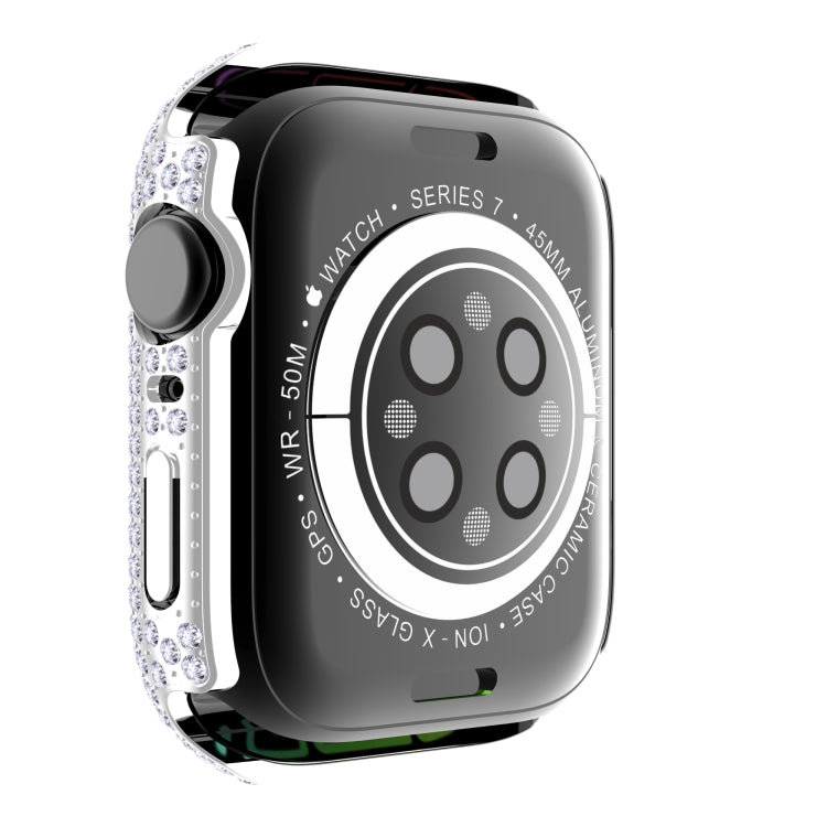 Diamond PC + Tempered Glass Watch Case For Apple Watch Series, 7 41mm, 7 45mm