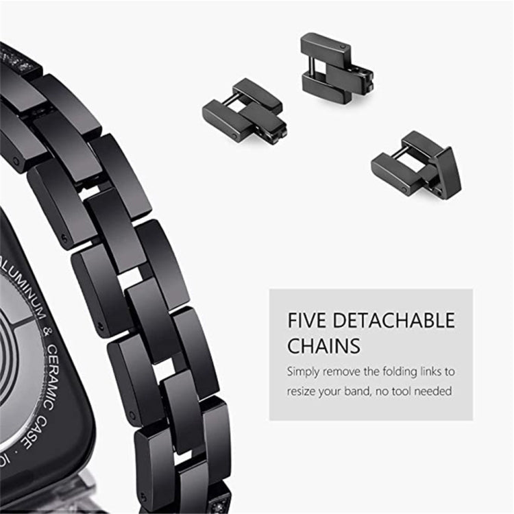 Universal Four-Row Diamond Metal Watch Band, 20mm, 22mm