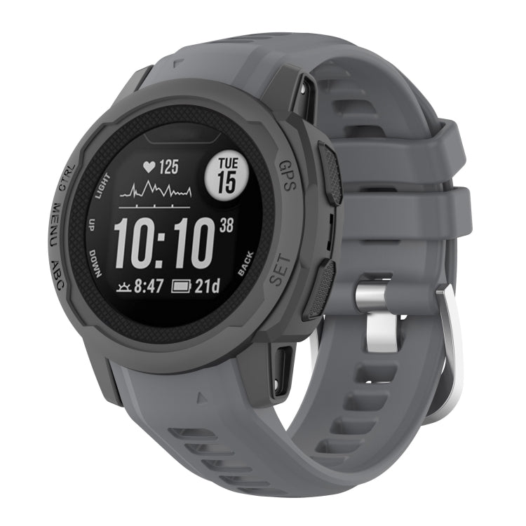 Silicone Stainless Steel Buckle Watch Band, For Garmin Instinct 2S