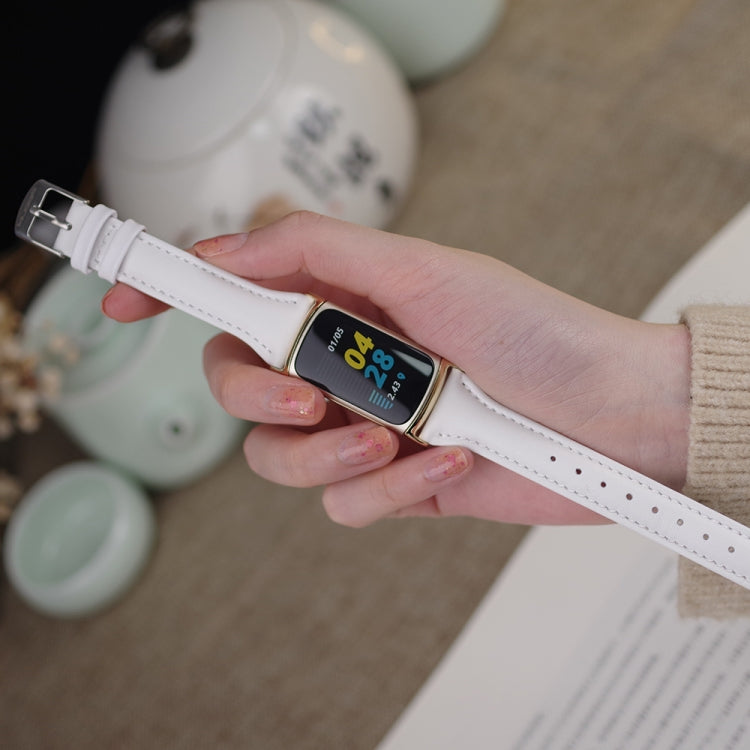 Mijobs Genuine Leather Slim Watch Band, For Fitbit Charge5