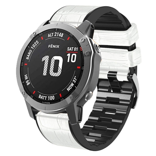 Crocodile Texture Silicone Leather Watch Band, For Garmin Fenix 7 / 6 / 5, For Garmin Fenix 7X / 6X / 5X
