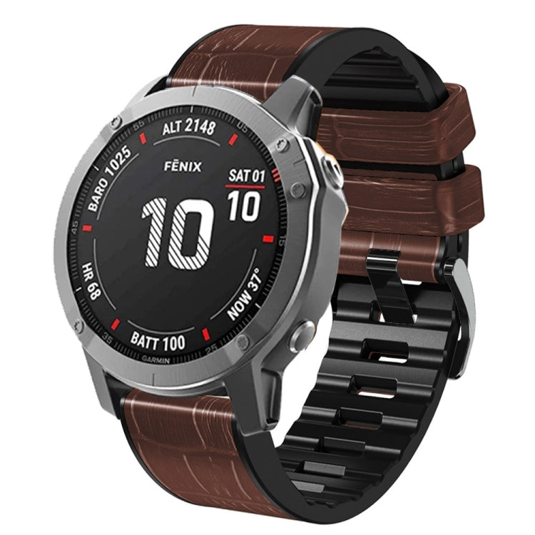 Crocodile Texture Silicone Leather Watch Band, For Garmin Fenix 7 / 6 / 5, For Garmin Fenix 7X / 6X / 5X