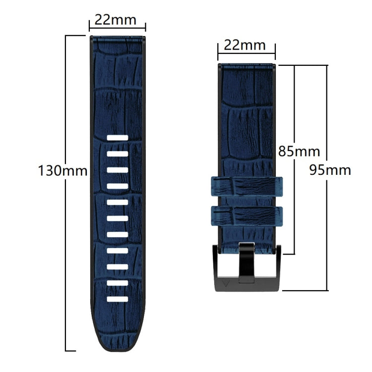 Crocodile Texture Silicone Leather Watch Band, For Garmin Fenix 7 / 6 / 5, For Garmin Fenix 7X / 6X / 5X