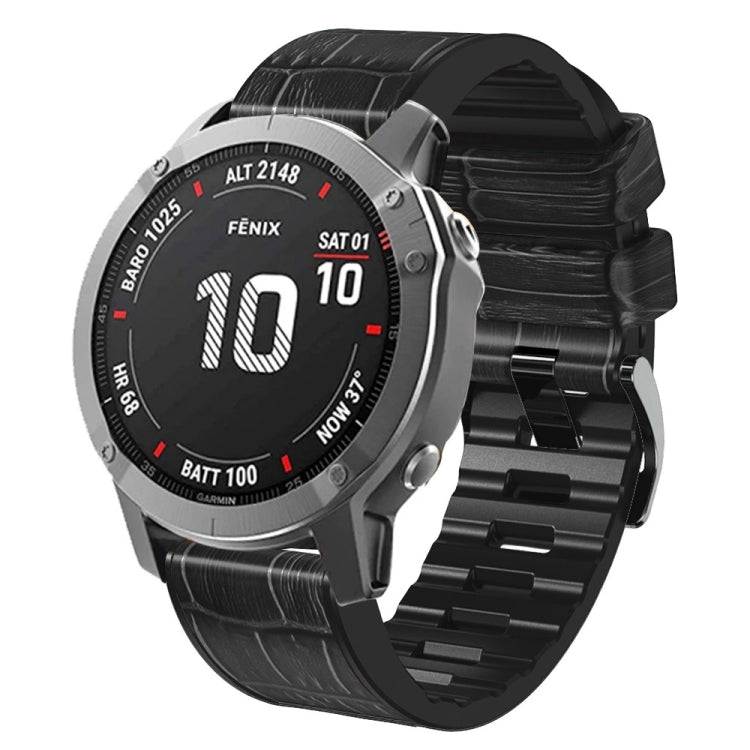 Crocodile Texture Silicone Leather Watch Band, For Garmin Fenix 7 / 6 / 5, For Garmin Fenix 7X / 6X / 5X