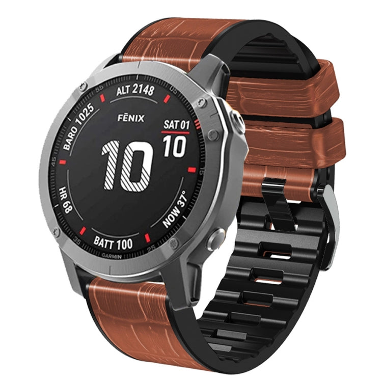 Crocodile Texture Silicone Leather Watch Band, For Garmin Fenix 7 / 6 / 5, For Garmin Fenix 7X / 6X / 5X