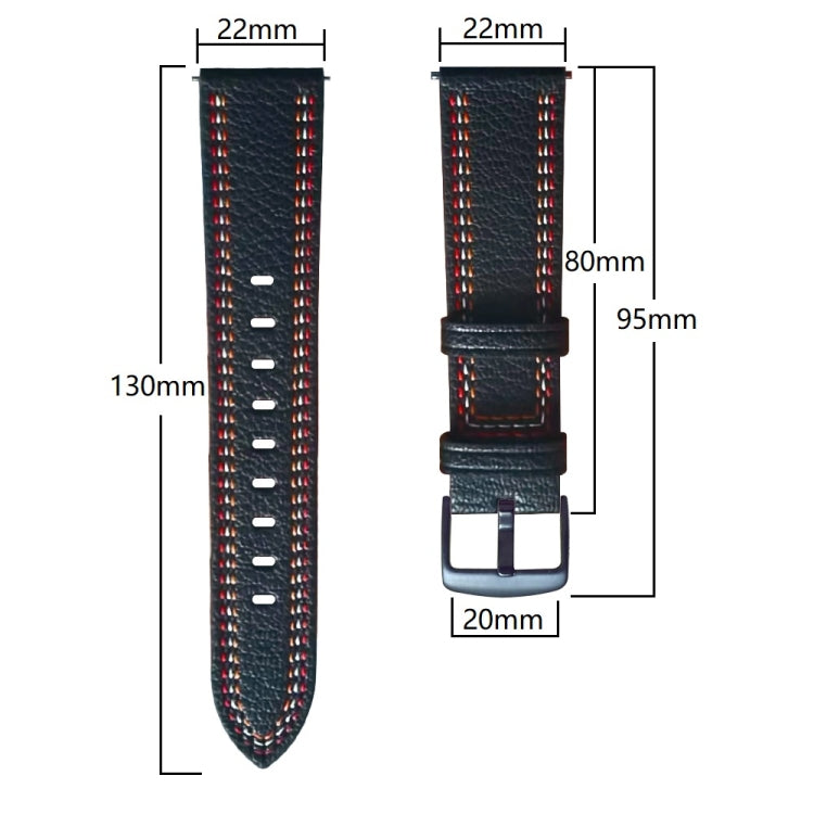 Tricolor Stitching Genuine Leather Watch Band, For Huawei Watch GT 3