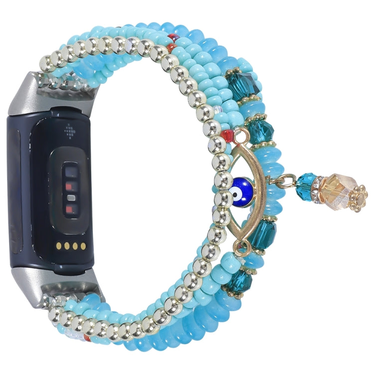 Eye Bead Chain Watch Band, For Fitbit Charge 5, For Fitbit Versa 3 / Sense