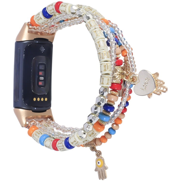 Palm Bead Chain Watch Band, For Fitbit Charge 5, For Fitbit Versa 3 / Sense