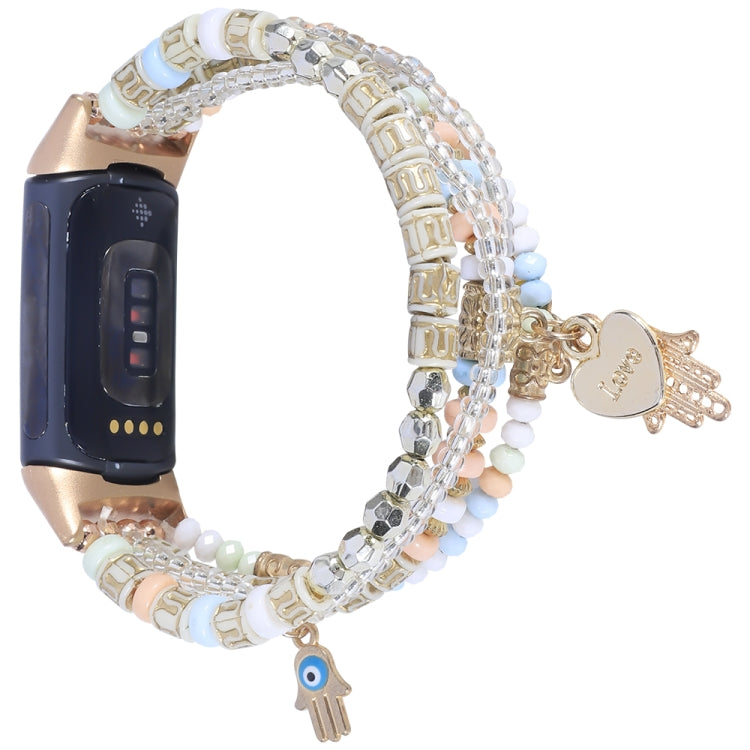 Palm Bead Chain Watch Band, For Fitbit Charge 5, For Fitbit Versa 3 / Sense