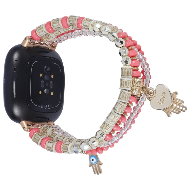 Palm Bead Chain Watch Band, For Fitbit Charge 5, For Fitbit Versa 3 / Sense