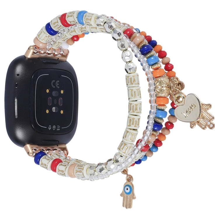 Palm Bead Chain Watch Band, For Fitbit Charge 5, For Fitbit Versa 3 / Sense