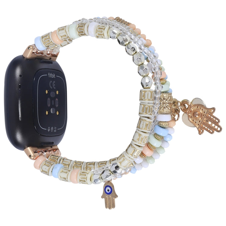 Palm Bead Chain Watch Band, For Fitbit Charge 5, For Fitbit Versa 3 / Sense
