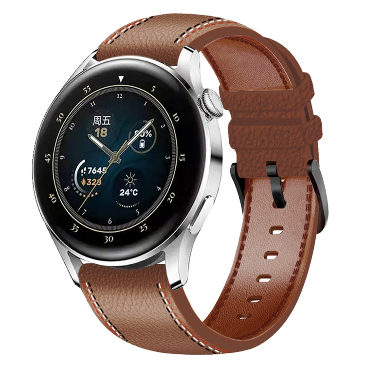 For Huawei Watch GT 3 46mm / GT Runner 22mm Tricolor Stitching Genuine Leather Watch Band
