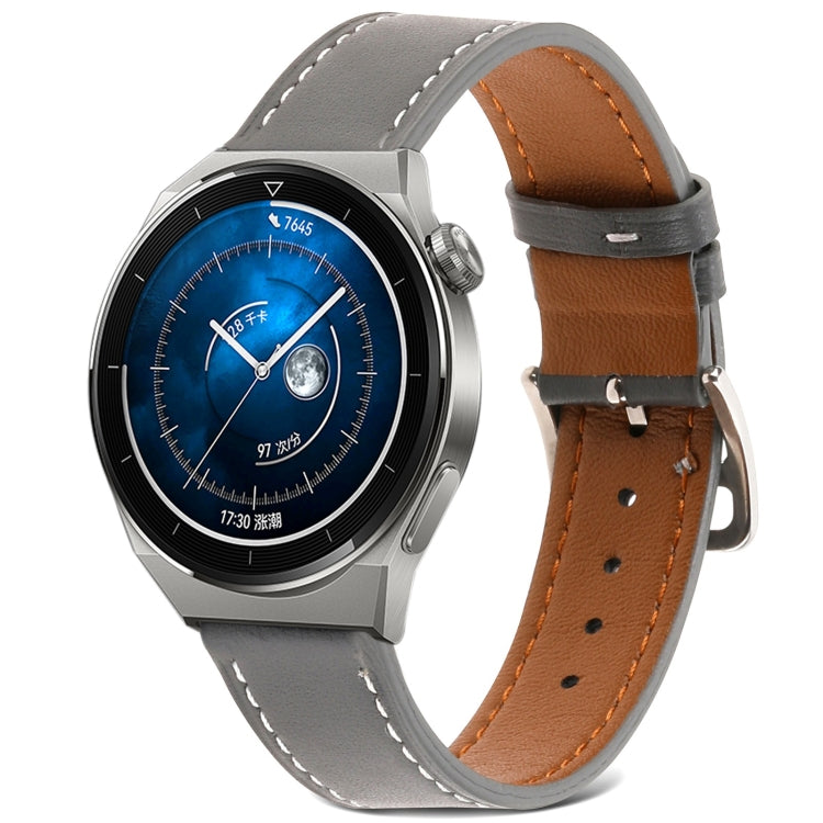 Plain Weave Genuine Leather Watch Band, For Samsung Galaxy Watch4 20mm, For Huawei Watch GT 3 Pro 22mm
