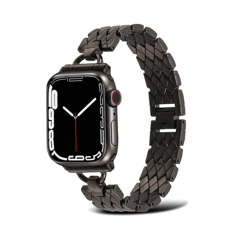 D-shaped Rhombus Metal Watch Band For Apple Watch Series, 7 45mm / 6&SE&5&4 44mm / 3&2&1 42mm, 7 41mm / 6&SE&5&4 40mm / 3&2&1 38mm