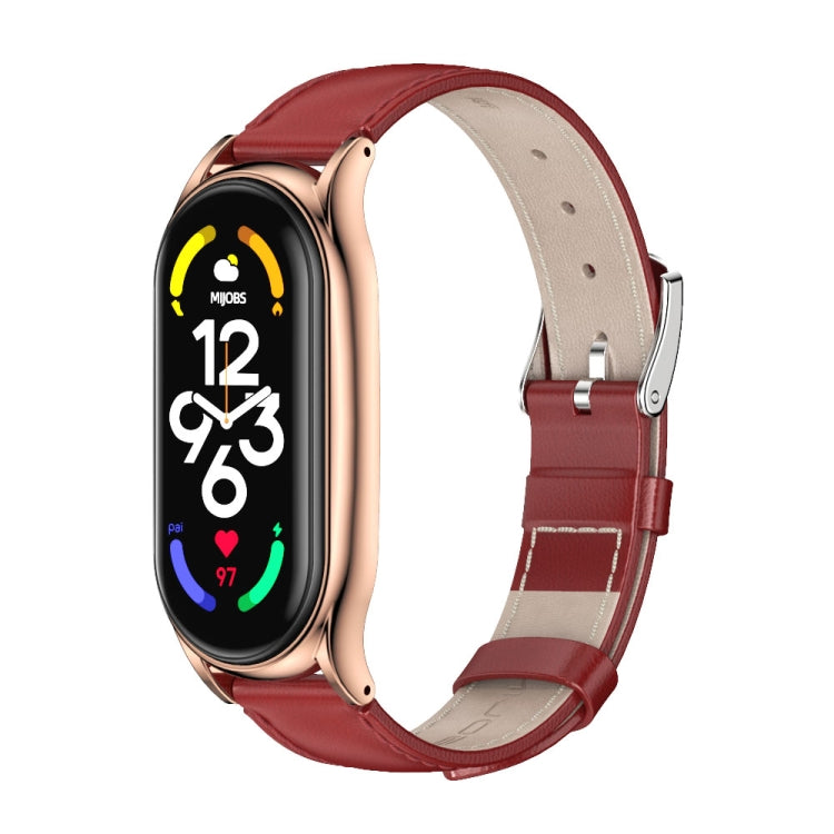 MIJOBS Plus Genuine Leather Watch Band, For Xiaomi Mi Band 7 / 7 NFC
