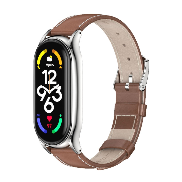 MIJOBS Plus Genuine Leather Watch Band, For Xiaomi Mi Band 7 / 7 NFC