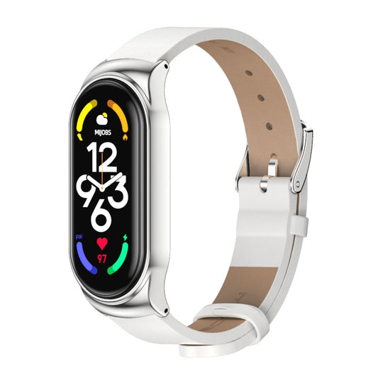 MIJOBS CS Metal Case + Microfiber Leather Watch Band, For Xiaomi Mi Band 7 / 7 NFC