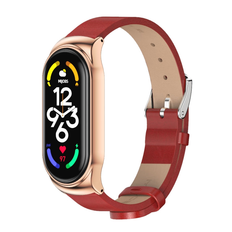 MIJOBS CS Metal Case + Microfiber Leather Watch Band, For Xiaomi Mi Band 7 / 7 NFC