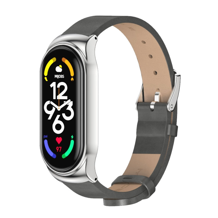 MIJOBS CS Metal Case + Microfiber Leather Watch Band, For Xiaomi Mi Band 7 / 7 NFC